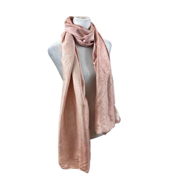 Ladies Vintage Pink Two Tone 100% Silk Long‎ Scarf - Picture 1 of 10